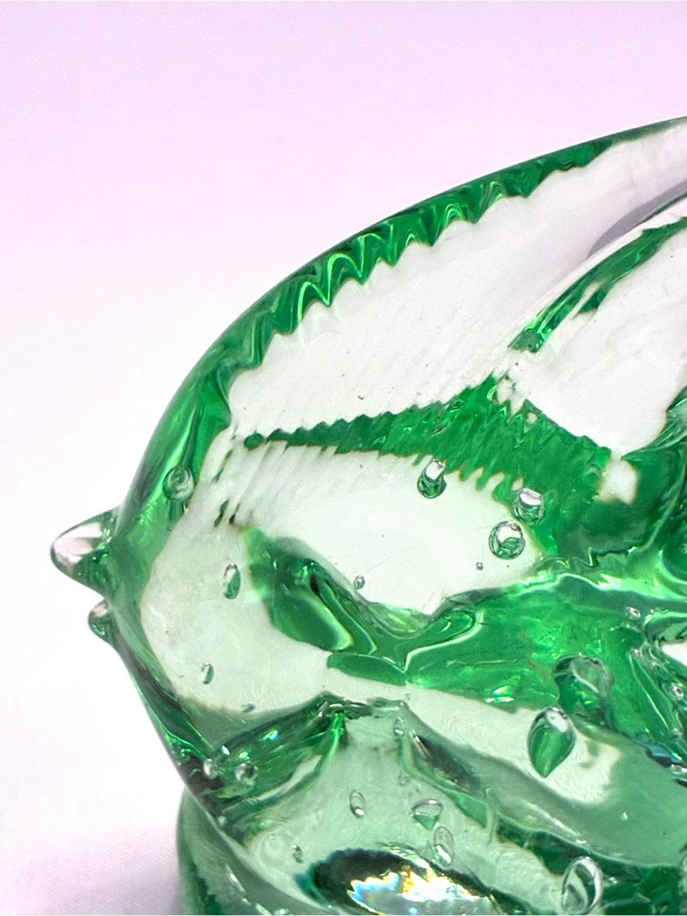 Green glass angel fish figurine